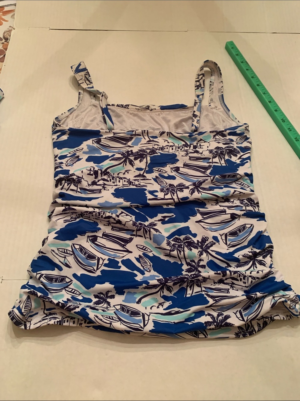 VGUC Talbots Blue and White Tropical Print Swim Tankini & Swim skirt size 12 - Picture 12 of 12